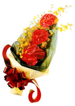 özel 5 adet antorium buketi   Trabzon internetten çiçek satışı 