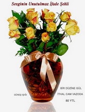  Trabzon hediye sevgilime hediye çiçek  mika yada Cam vazoda 12 adet sari gül